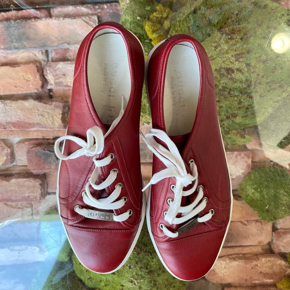GUCCI Red Leather Mens Sneakers 10(10.5US) - Picture 9 of 10